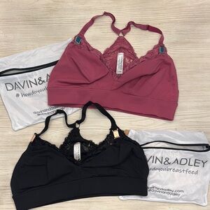 Women's Nursing Bralette Set - Pink and Black